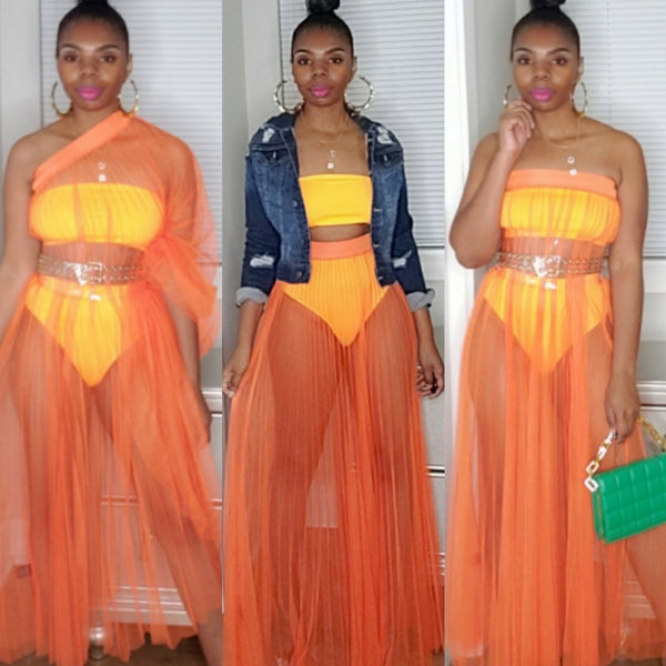 Shay-Ana Skirt Set - Orange